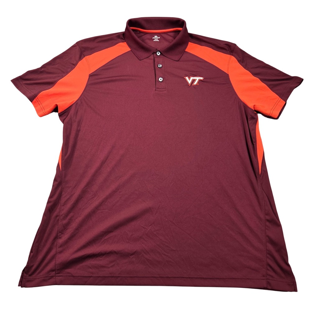 Virginia Tech Hokies Polo Shirt Mens 2XL Maroon Orange VT Logo Knights Apparel